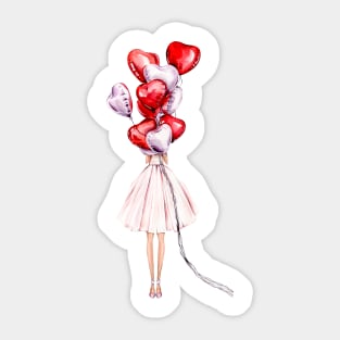 Girl with balloons Sticker